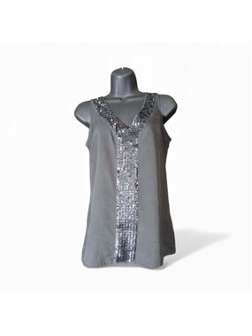 Old Navy Women's XS Sequin V-Neck Sleeveless Top – Gray (JC114)